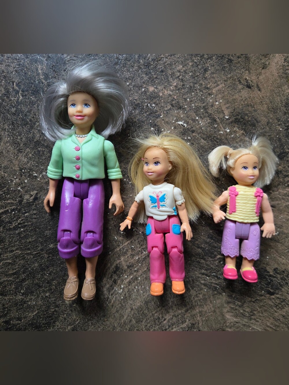 Vintage Fisher-Price Loving Family Grandma Little Sister / Girl Dolls